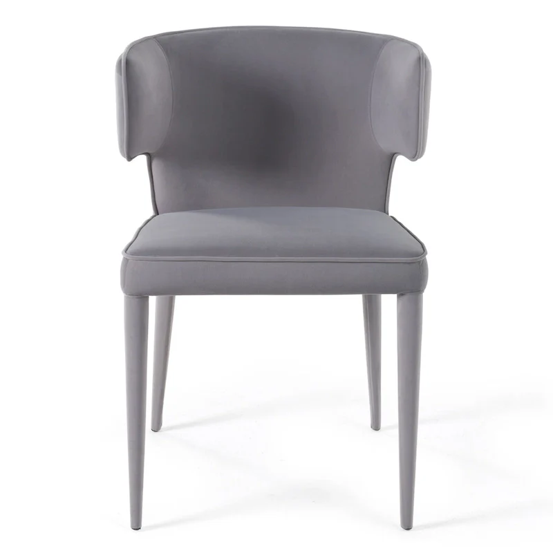 Modrest Lucero Modern Grey Velvet Arm Dining Chair