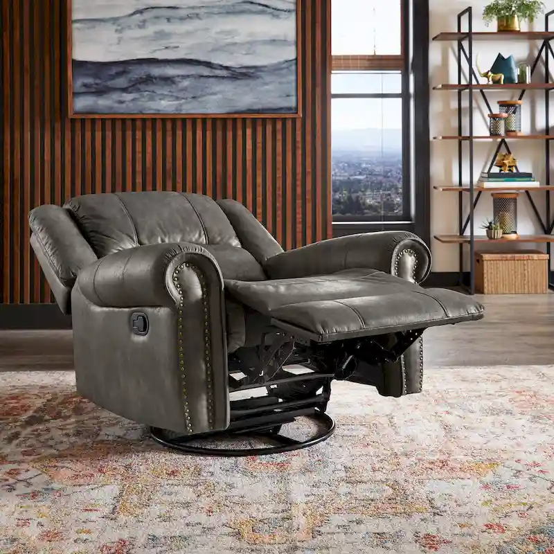 Polished microfiber rivet rotating gliding lounge chair