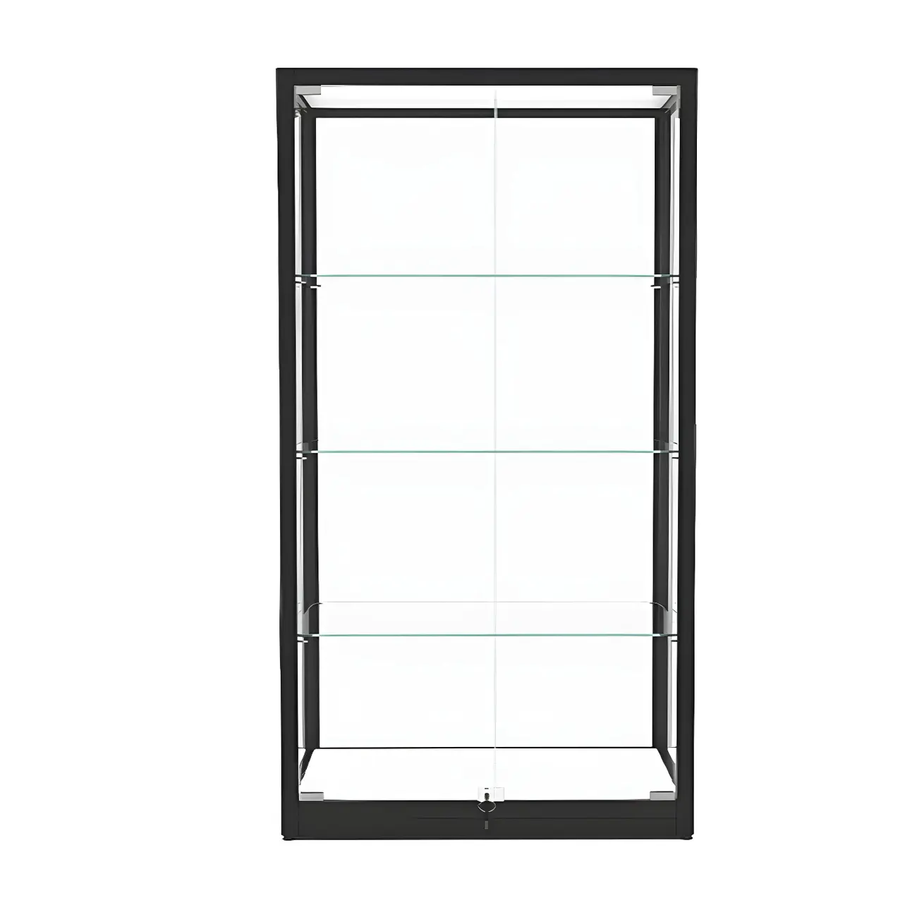 Modern Glass Black Curio Cabinet with Adjustable Shelves