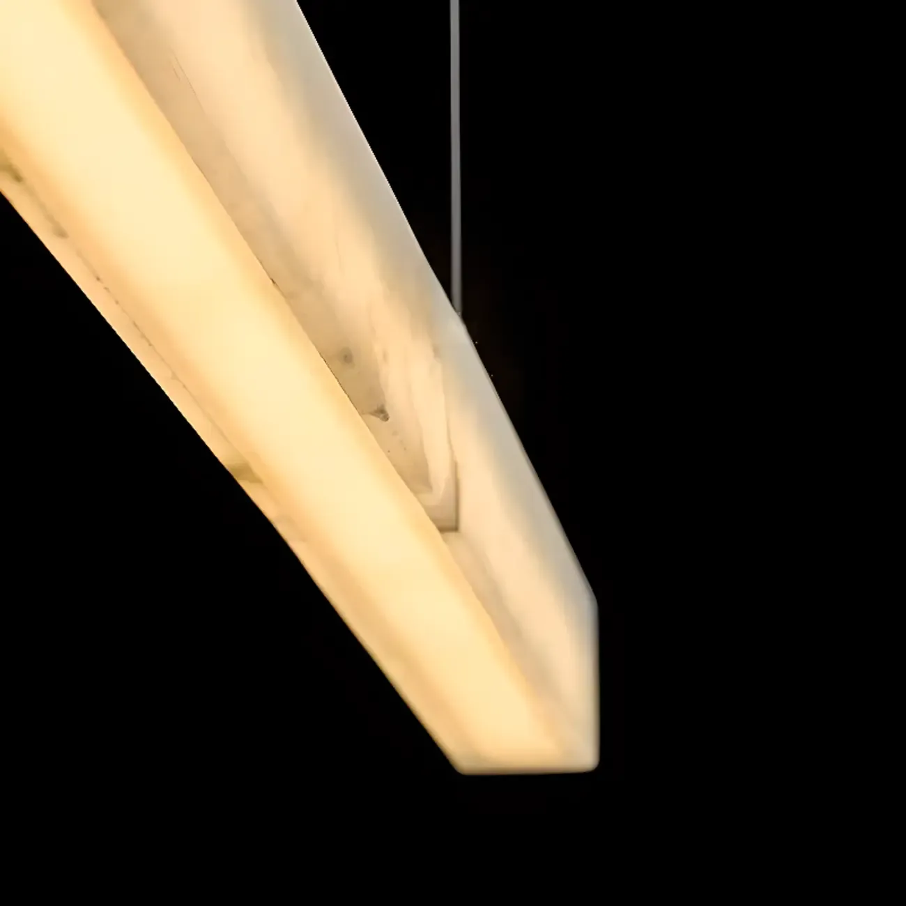 White Rectangle Stone LED Hanging Island Light