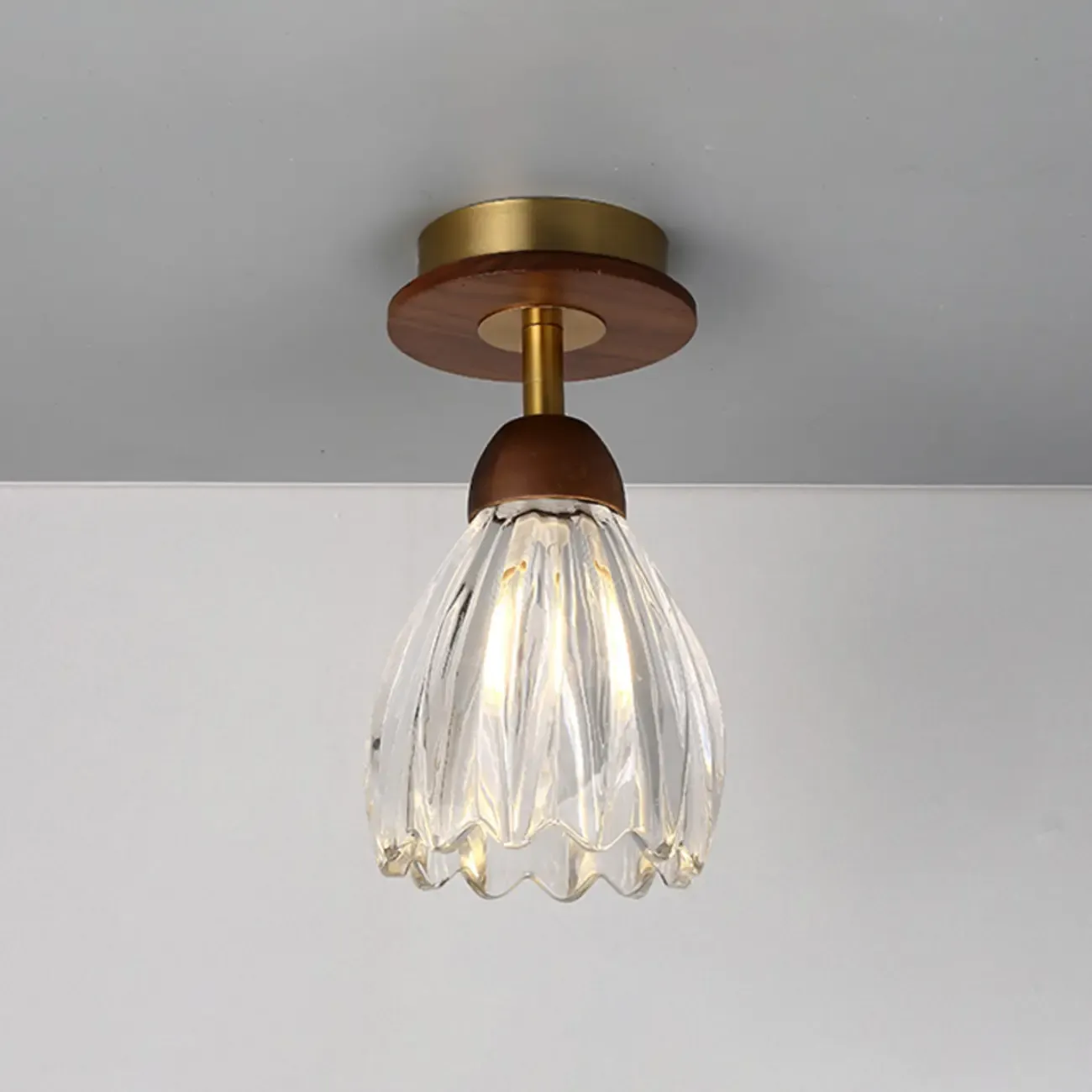 Caramel Gradient Glass Dome Semi Flush Ceiling Light