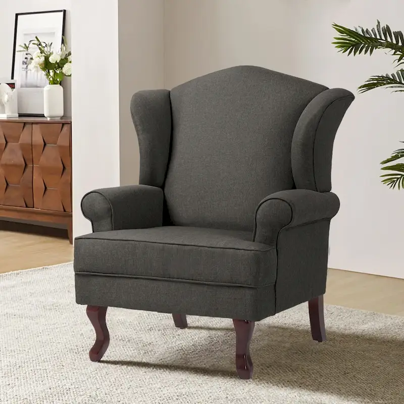 Mid-Century Modern Upholstered Wingback Accent Chair