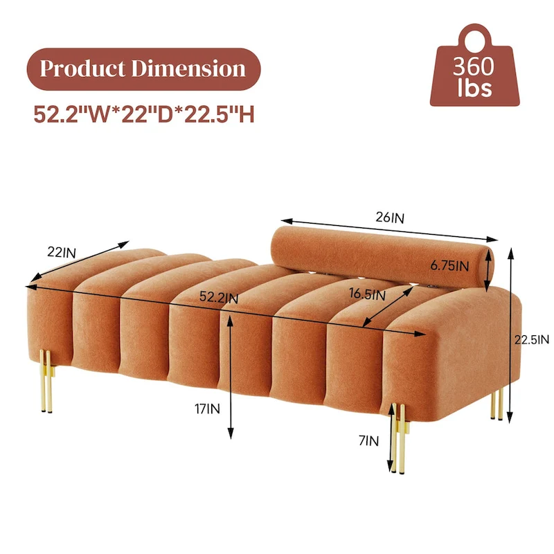 Ouyessir 52.2 Modern Channel Tufted Window Bench with Adjustable Back