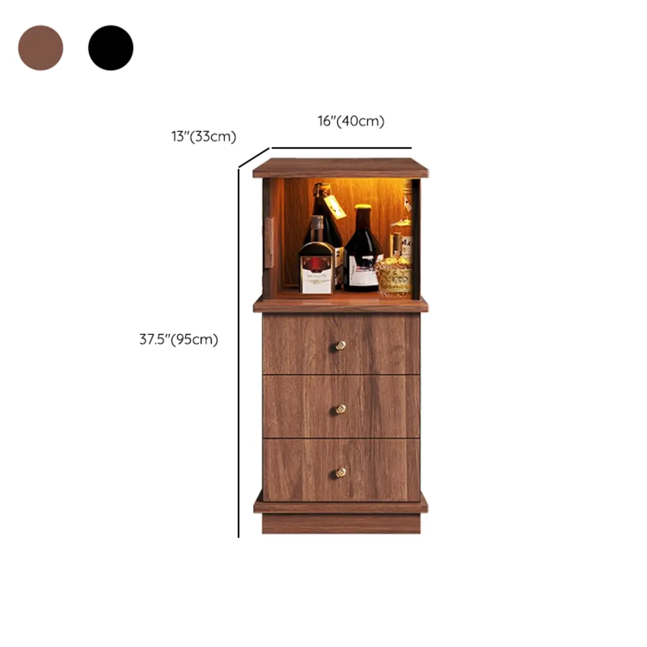 Modern Nut-brown Freestanding Wood Wine Bar Cabinet