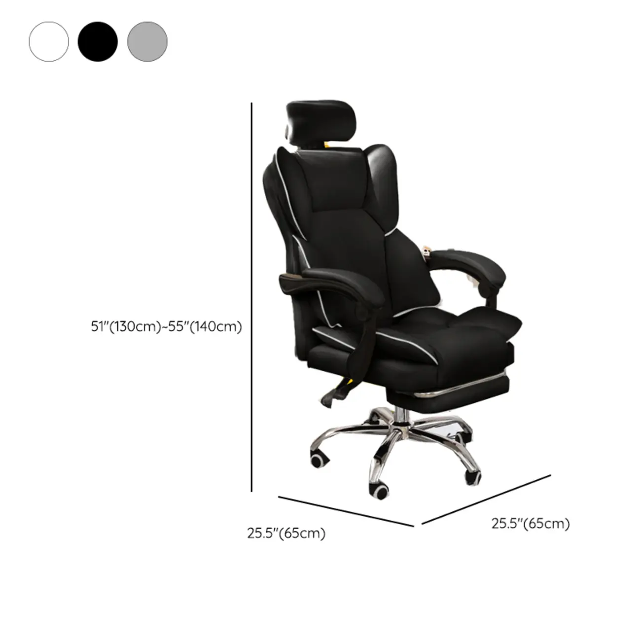 Modern White Leather Reclining Office Chair
