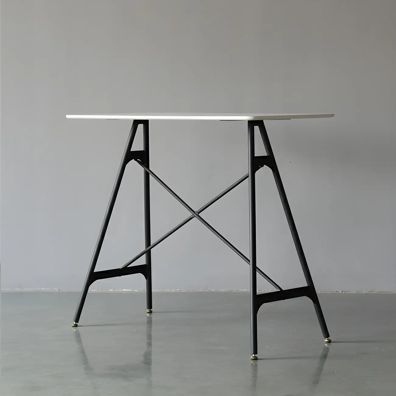 Industrial Lightweight Black Wood Wood-Tone Metal Bar Tables