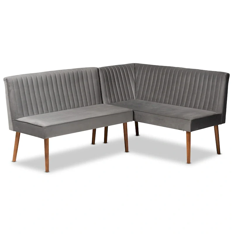 Mid-Century Velvet Dining Nook Banquette