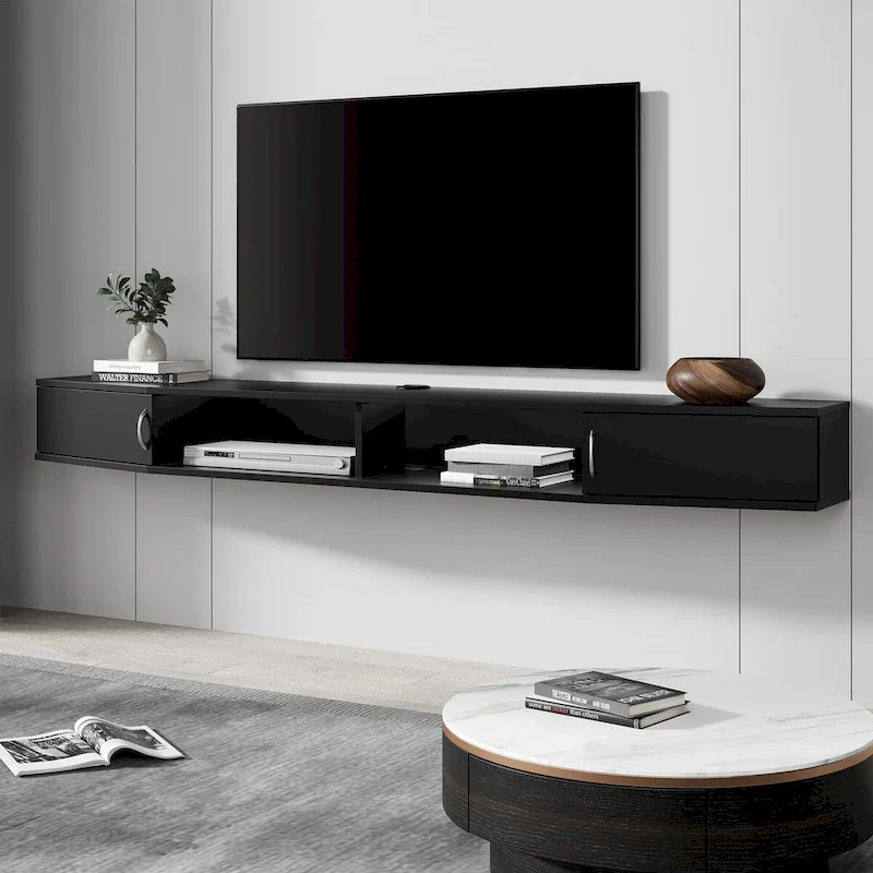 70-Inch Floating TV Stand Wall Mounted with Charging Station
