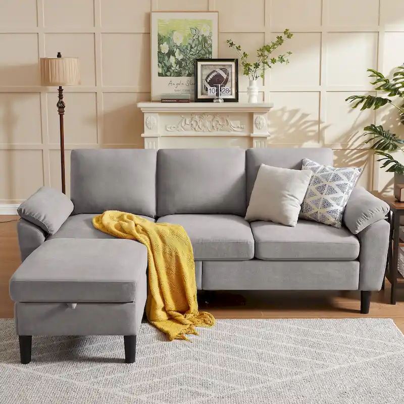 79.72 in. L-Shaped Sofa with Storage Ottoman