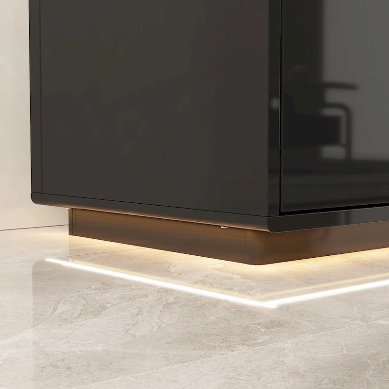 Illuminated White High Gloss Television Entertainment Center Console