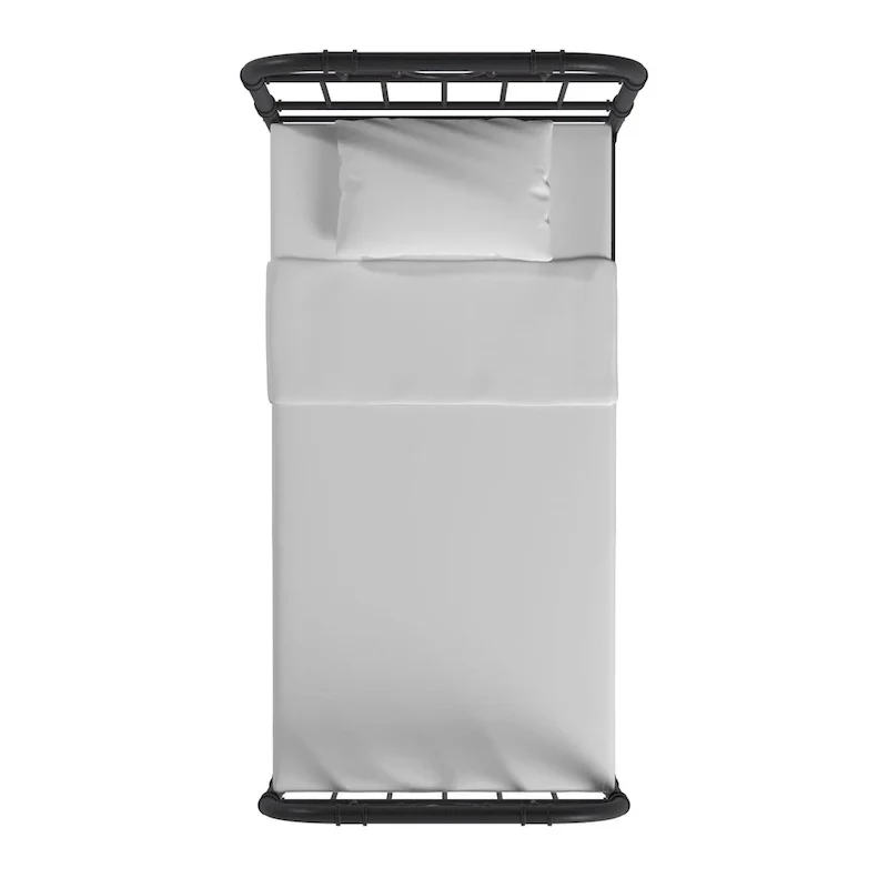 Metal Bed Frame - Black - Curved Headboard and Footboard