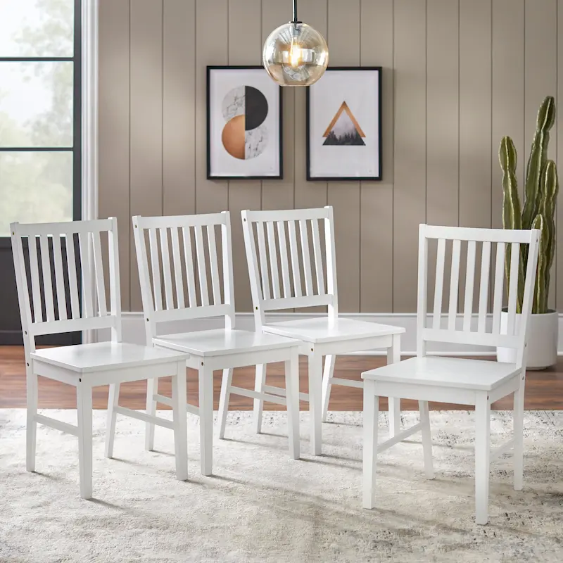 Solid Rubberwood Slat Back Dining Chairs – Espresso / Black / White / Charcoal Grey