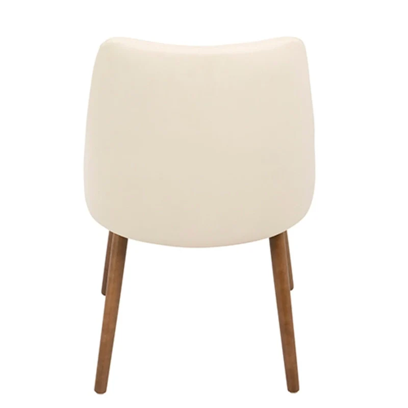 31.5 Walnut and Cream Quilted Faux Leather Modern Dining Chair