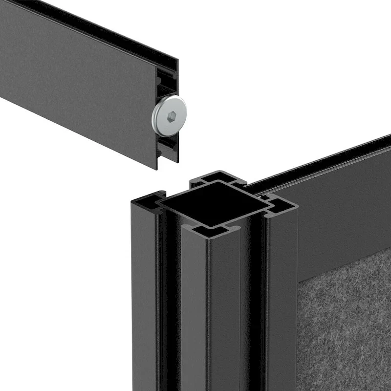 Modular Room Divider Wall System — Black Frame, 70x70 Starter Wall, Wide Paneling
