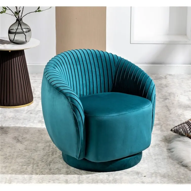 Modern Barrel Swivel Accent Chair with Plush Velvet Upholstery