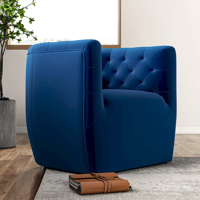 Luxor Mid-Century Modern Furniture Comfy Velvet Swivel Accent Chair