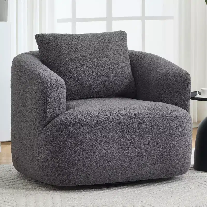 Okak Modern 360' Swivel Accent Chair Barrel Chairs with Soft Pillow,Small Arm Chair Single Sofa for Living Room,Office,Apartment
