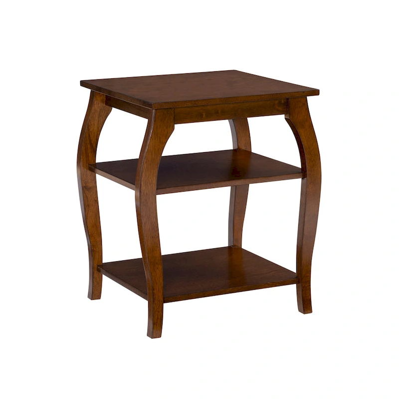 Ingrid Wood Farmhouse Side Table with 2 Shelves