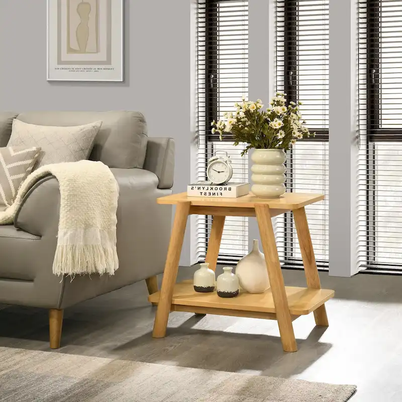 Mid-Century Wood Shelf Coffee Table