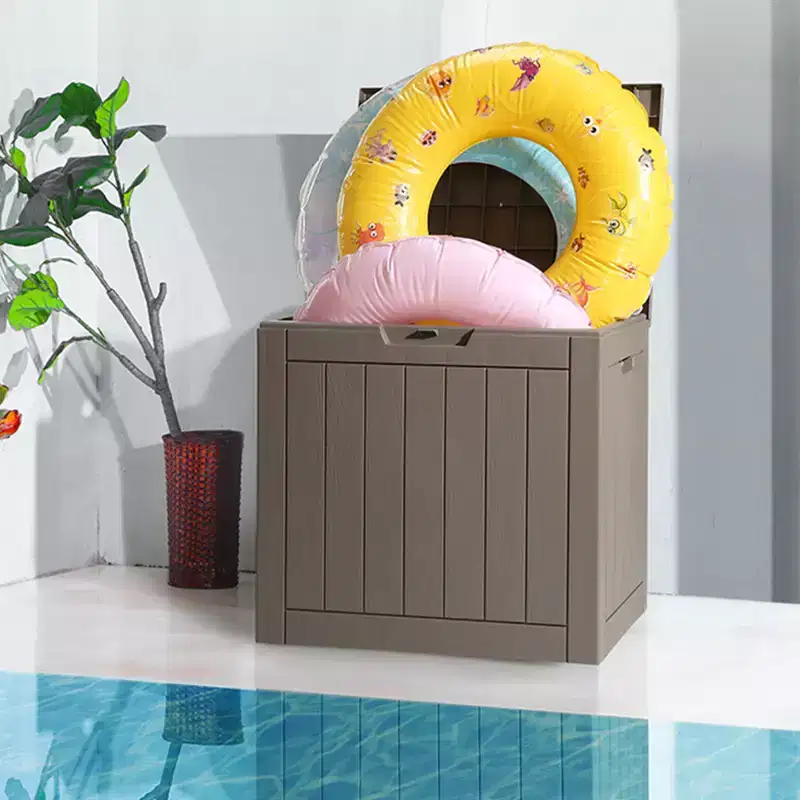 VEVOR Outdoor Storage Box, 31 Gallon Resin Deck Box, Backyard Outside Toy and Towel Storage Cabinet Waterproof, Grey