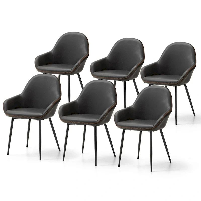 Glitzhome Set of 2/4/6 Mid-Century Modern Faux Leather Accent Dining Chairs