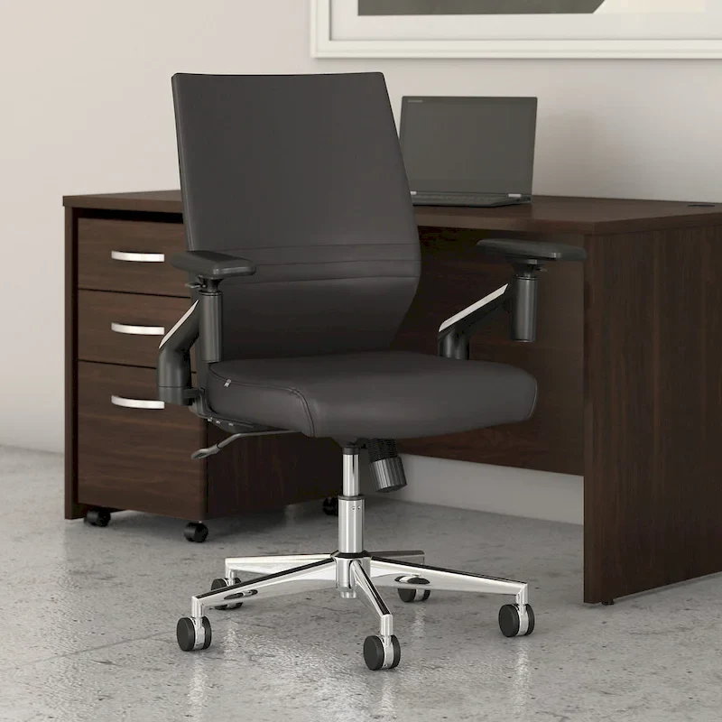 Cabot Mid Back Leather Office Chair by Bush Furniture