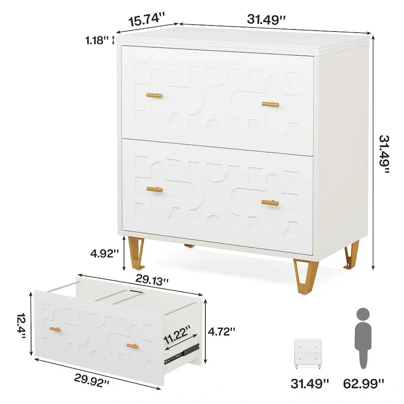 2-Drawer Filing Cabinet with White Finish