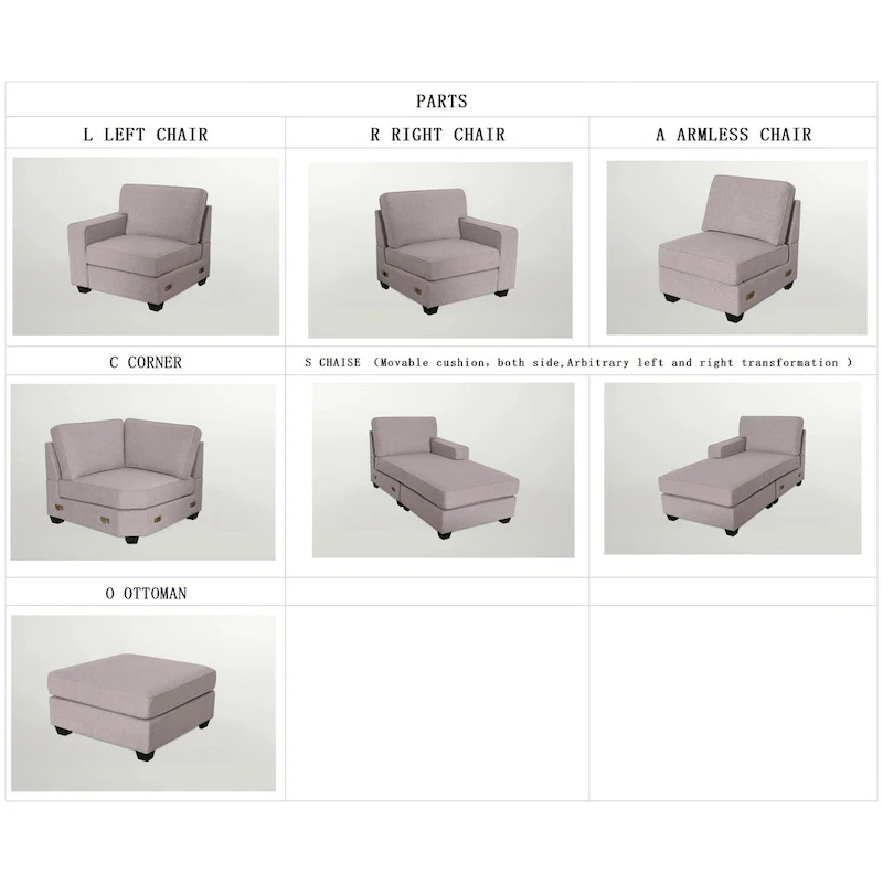 Flexible Combination Module Reversible Sectional Sofa