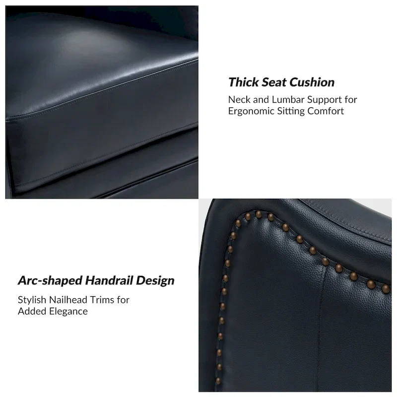 FrancoModern Genuine Leather Swivel Rocker Recliner with Nailhead Trims Sets of 2 by HULALA HOME