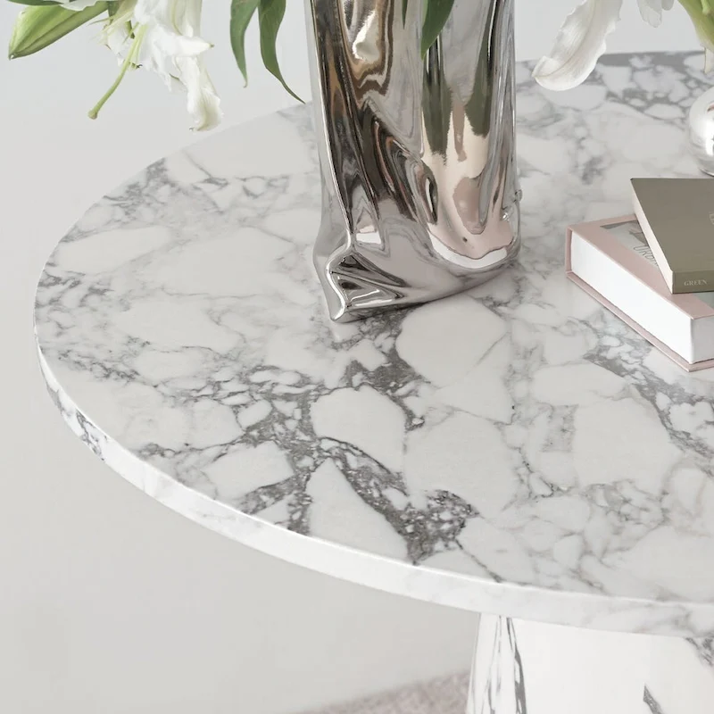 35 Faux Marble Small Round Pedestal Dining Table