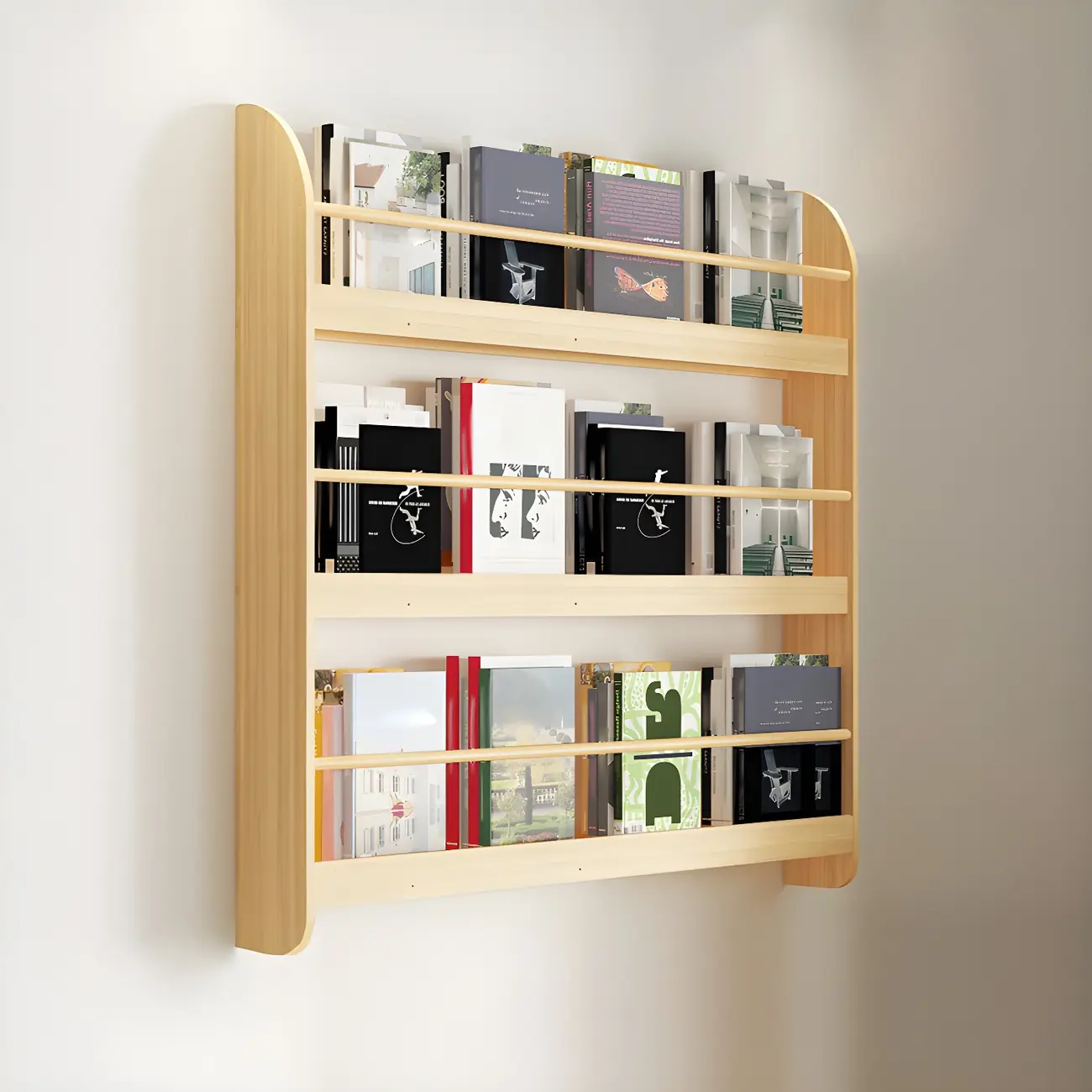 Modern Slim Wood Wall-Mounted Bookshelf