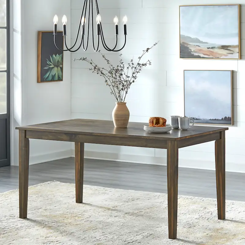 Brown / Antique White Modern Farmhouse Dining Table, Seats 6