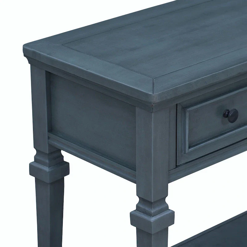 50L Classic Retro Style Console Table with Three Top Drawers and Open Style Bottom Shelf (Gray Wash)