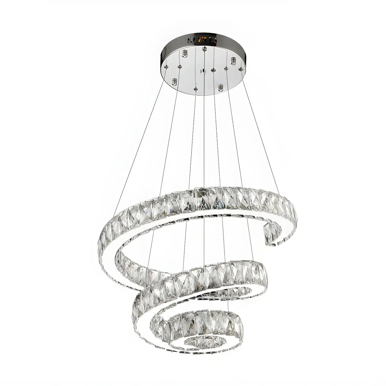 Large Modern Spiral LED Ceiling Crystal Chandelier Tiered Light