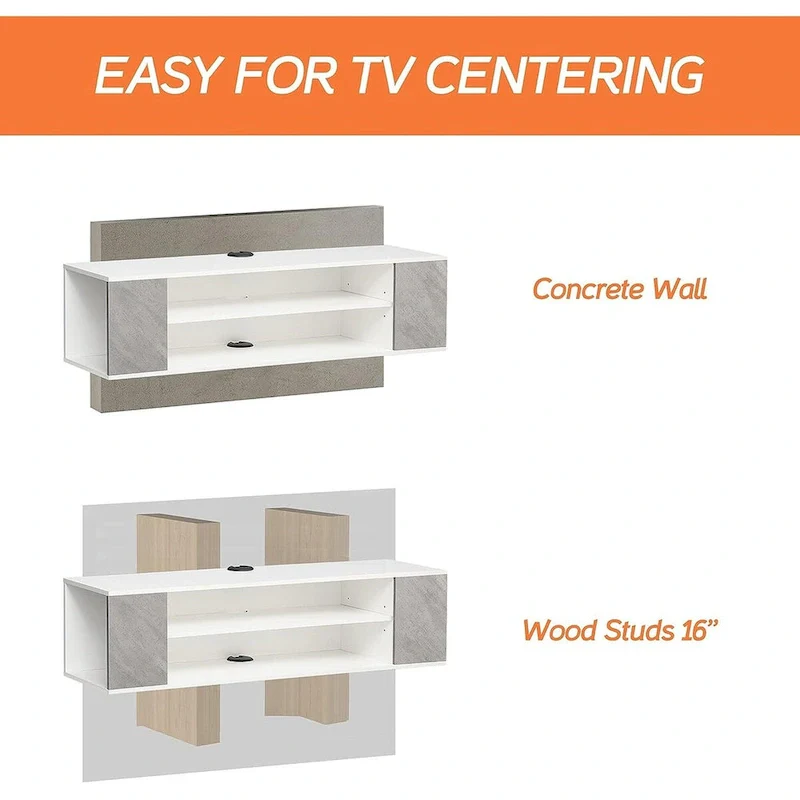 WAMPAT Floating TV Stand Shelf Wall Mounted Entertainment Center Floating Cabinet Media Hutch Under TV, 39 Inch