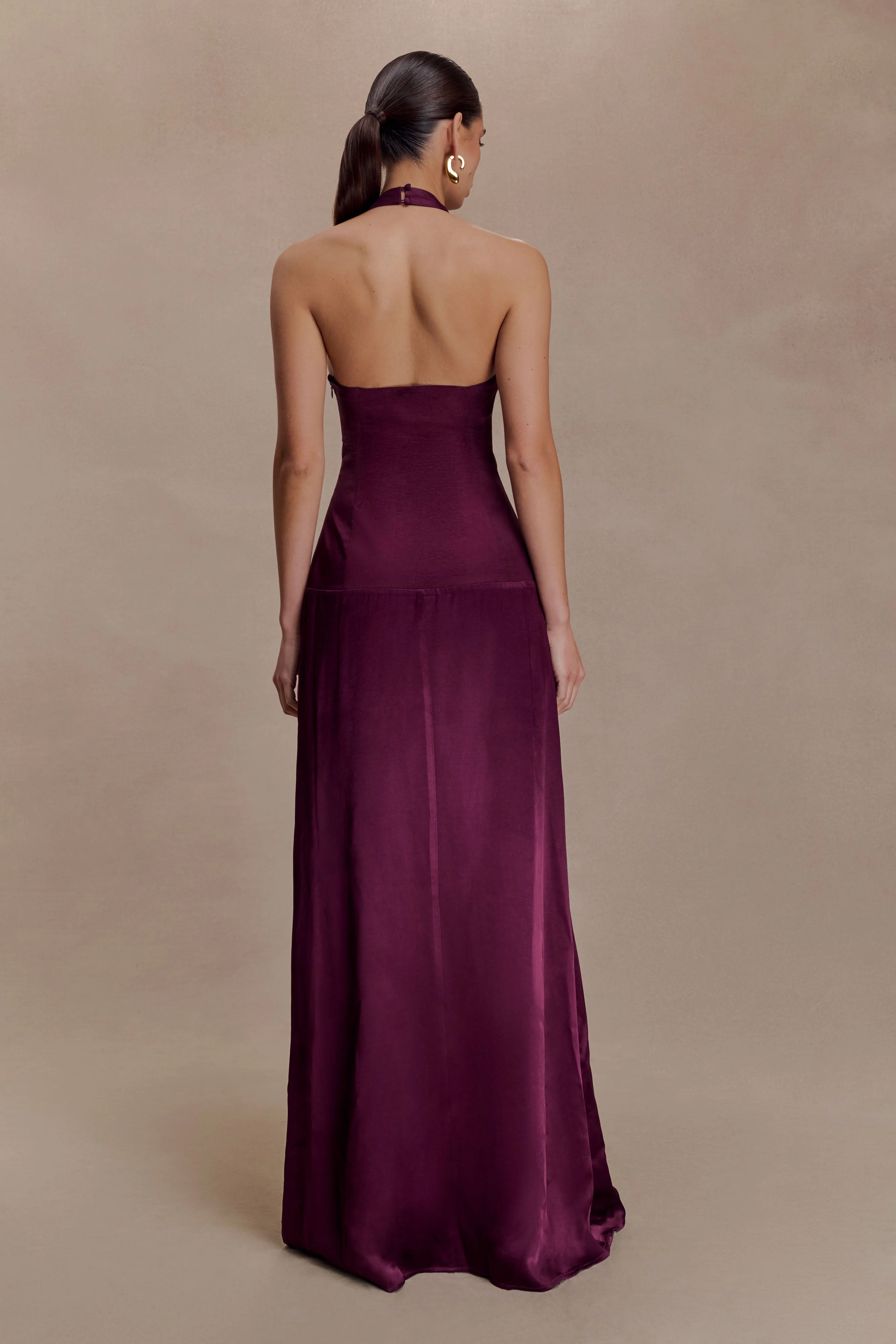 Maura Taffeta And Satin Maxi Dress - Wine