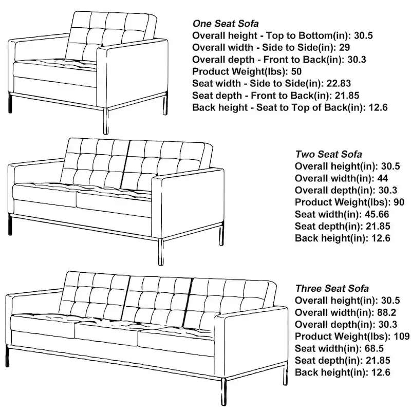 Black Leatherite Nailhead Multi-Seat Sofa