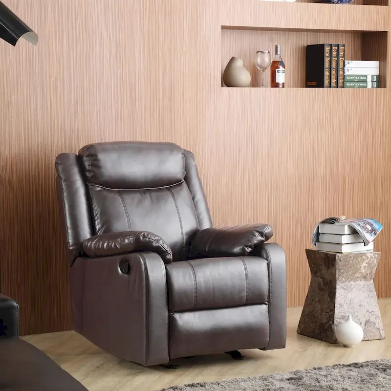 Faux Leather Rocking Recliner, Single Seat