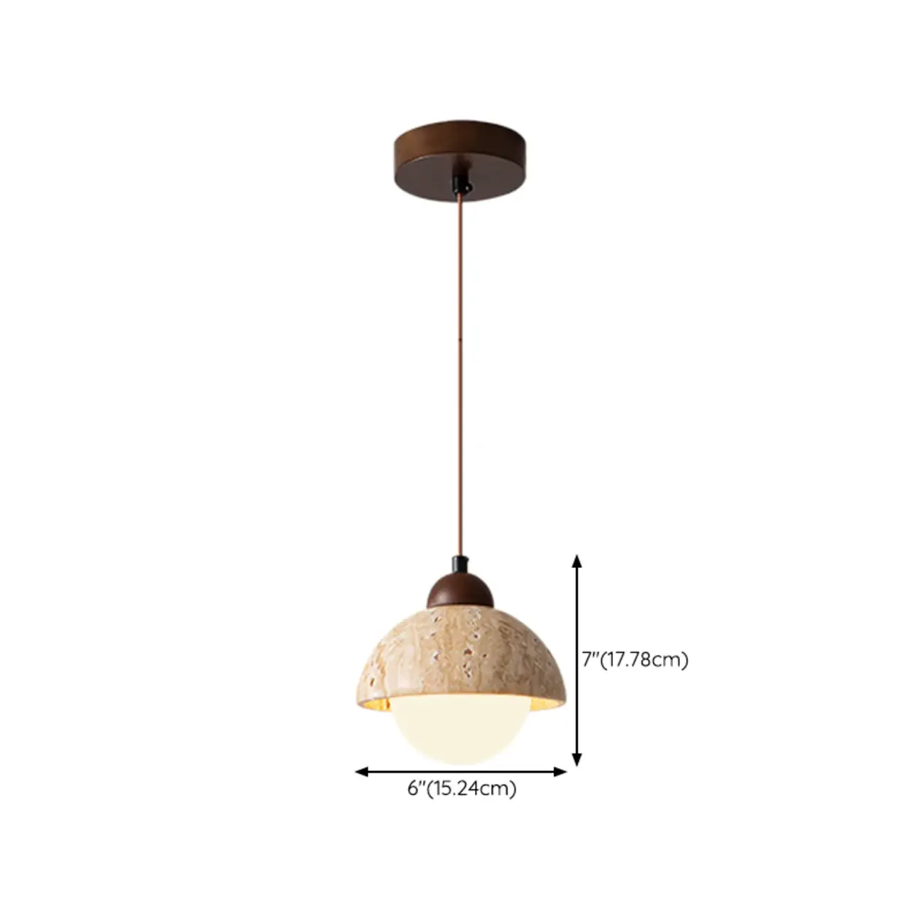 Cylinder Wood Stone Rope Bedside Pendant Light