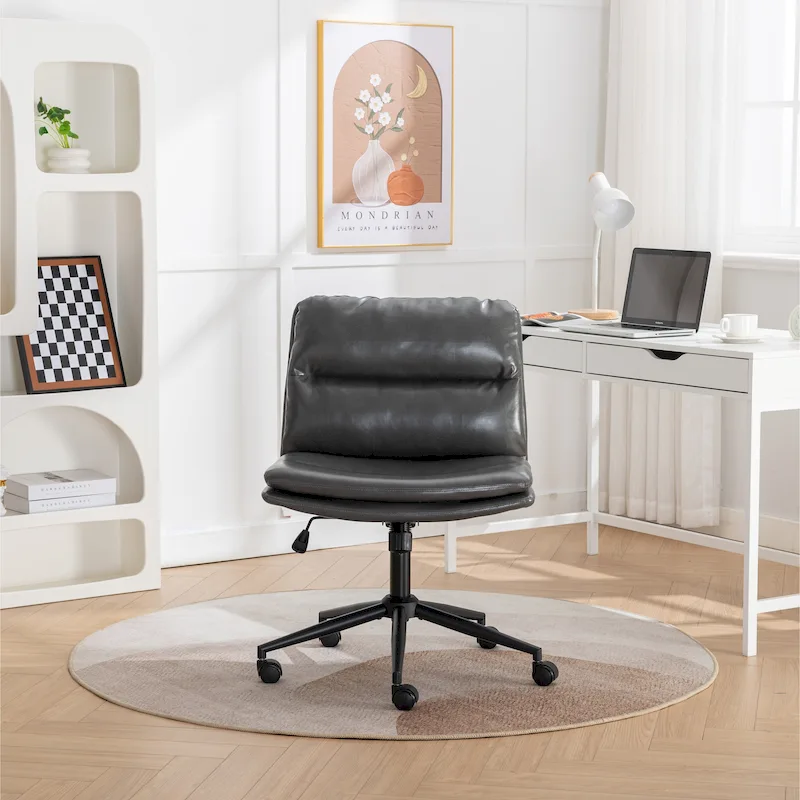 Roundhill Bizerte Adjustable Swivel Criss Cross Chair, Wide Seat Office Chair Vanity Chair