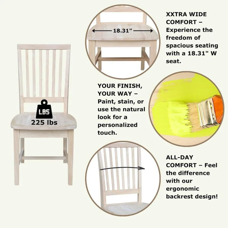 Solid Wood Mission Dining Side Chairs, Set of 2