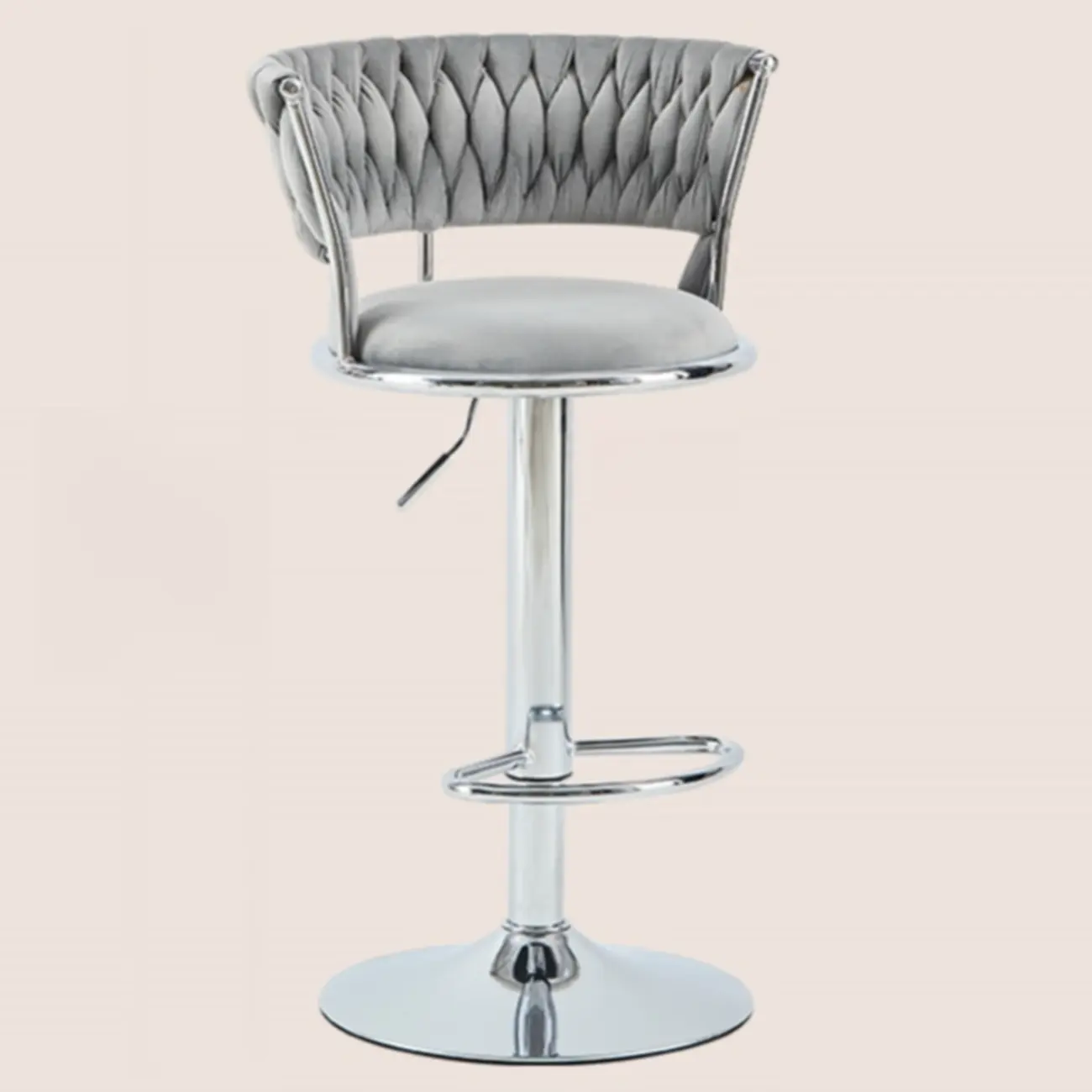 Adjustable Flannel Curved Back Bar Stools with Gold Base