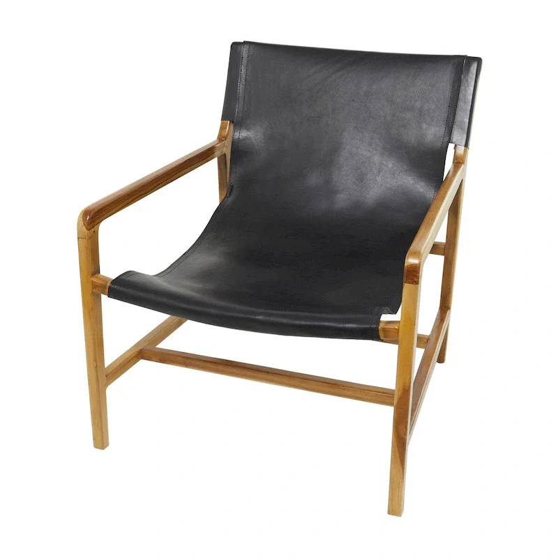 Leather Living Room Accent Chair with Armrests - Brown or Black
