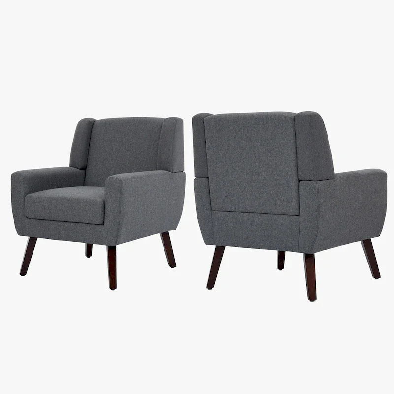 Wingback Accent Chair Set of 2 - Polyester Upholstered