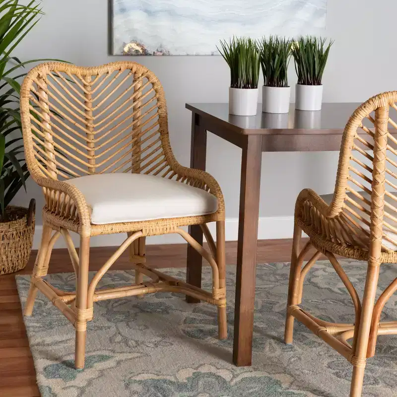 bali & pari Arween Modern Bohemian Natural Brown Rattan Dining Chair