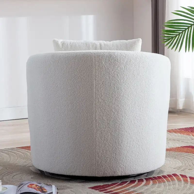 Swivel Barrel Chair with Lamb Wool Fabric