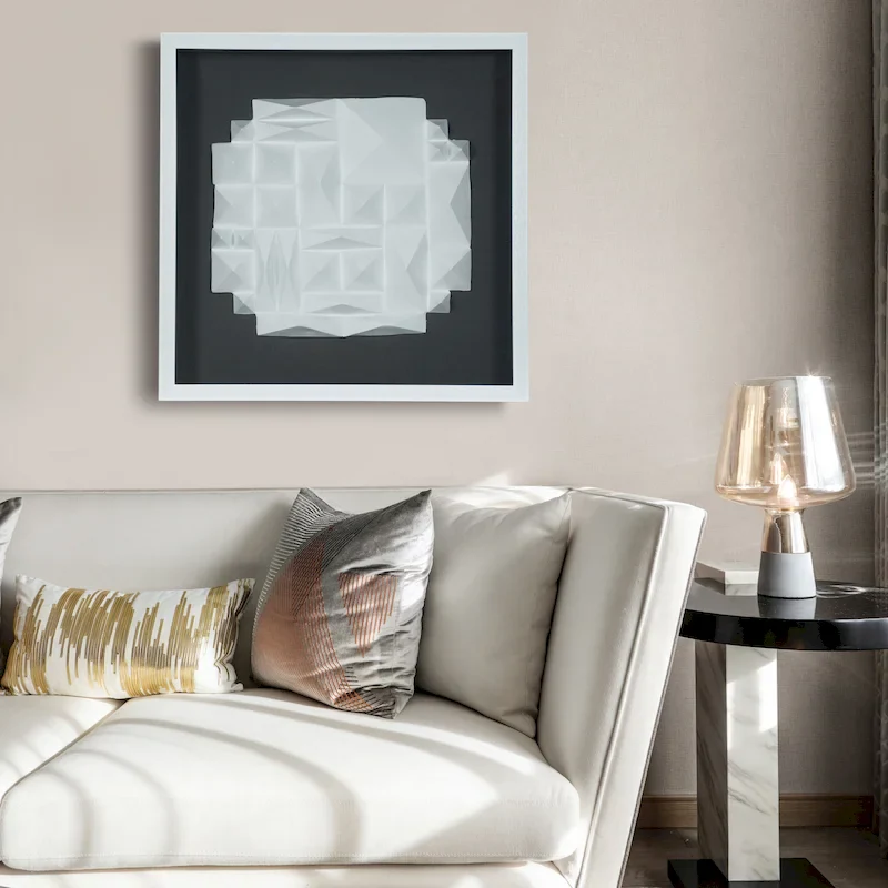 HUJI White Ridges Shadow Box Wall Decor