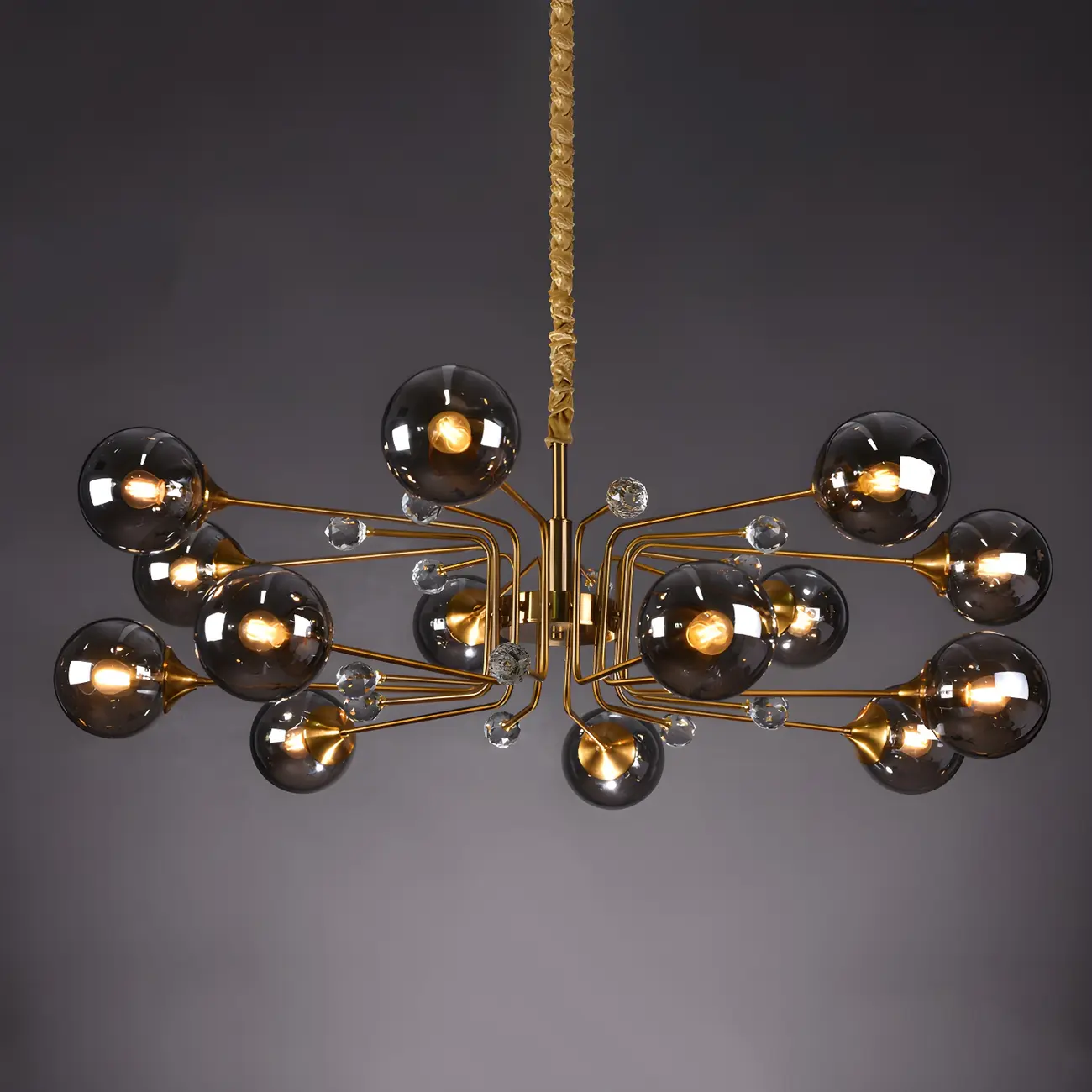 8-Light Mid-Century Modern Glass Globe Chandelier