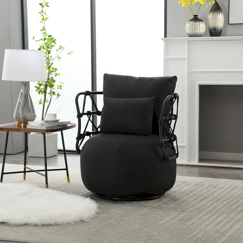 Upholstered Accent Chair with Metal Base