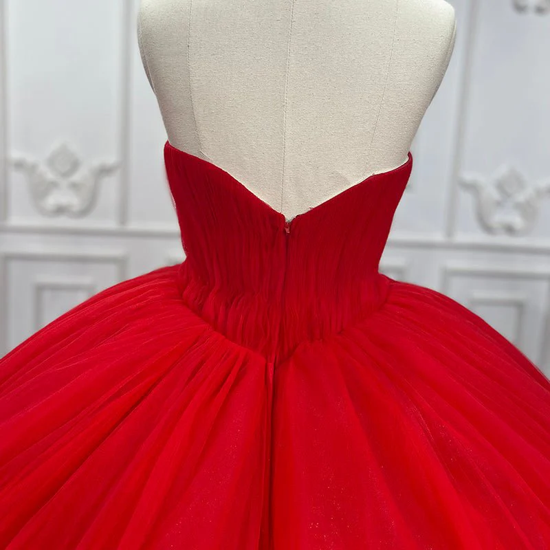 Quinceanera Dress Red Sweetheart Ruched  Prom Dresses Ball Gown